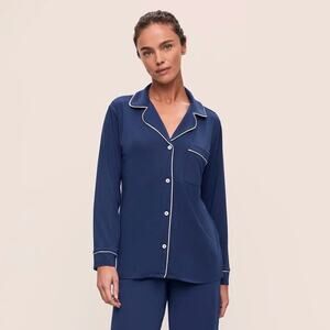 Eberjey Womens Gisele TENCEL™ Modal Long PJ Navy/Ivory TOP ONLY Size XL Pajama